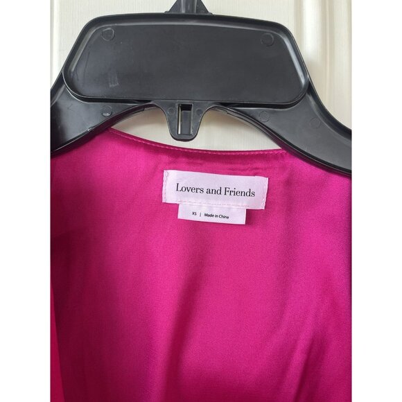 Lovers and Friends Lorenza Mini Dress Fuchsia Pink Long Sleeve V-Neck Size Xs - Picture 3 of 11